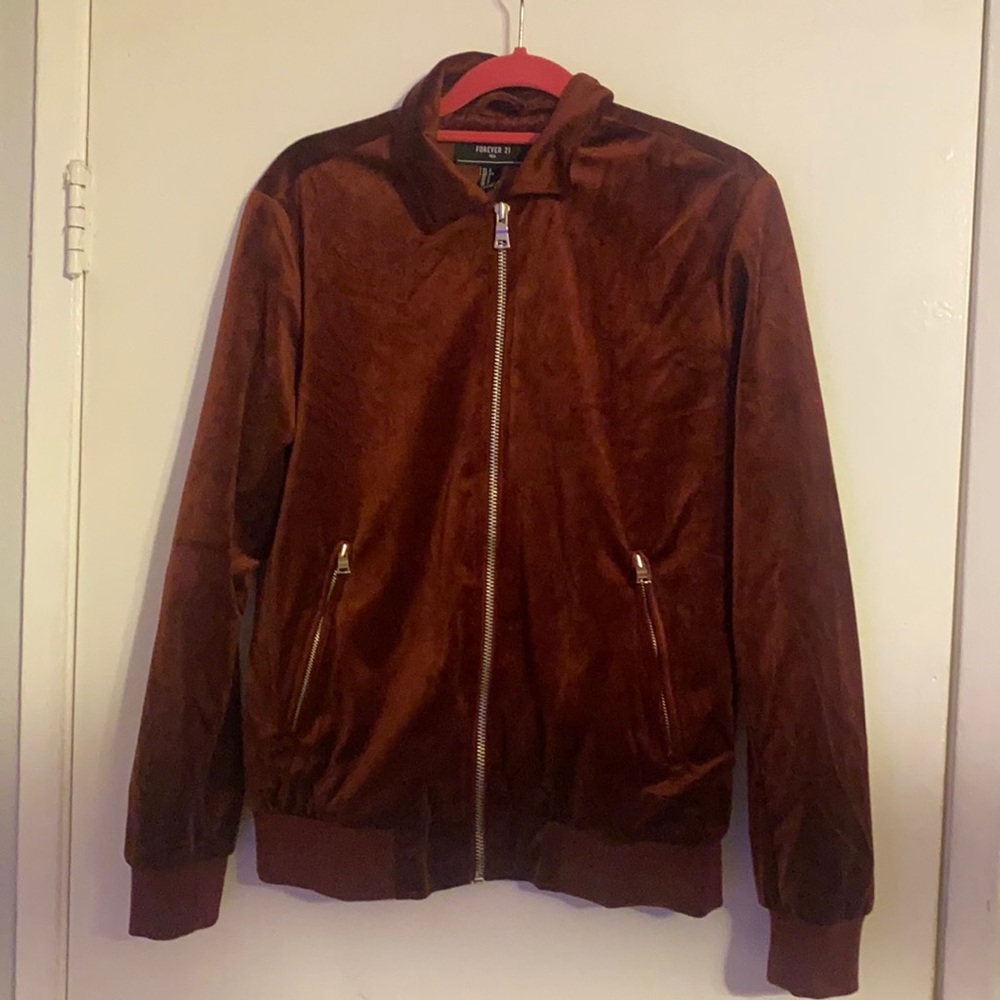 Men’s zip u burgundy velvet jacket